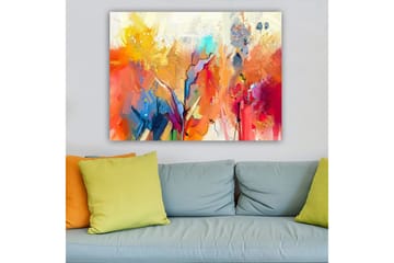 Canvas taulu 70x100 cm - Abstrakti maisema värikkäillä muodoilla ja dynaamisilla viivoilla - Oranssi / Keltainen / Sininen - Sisustustuotteet - Taulu & taide - Canvas-taulu