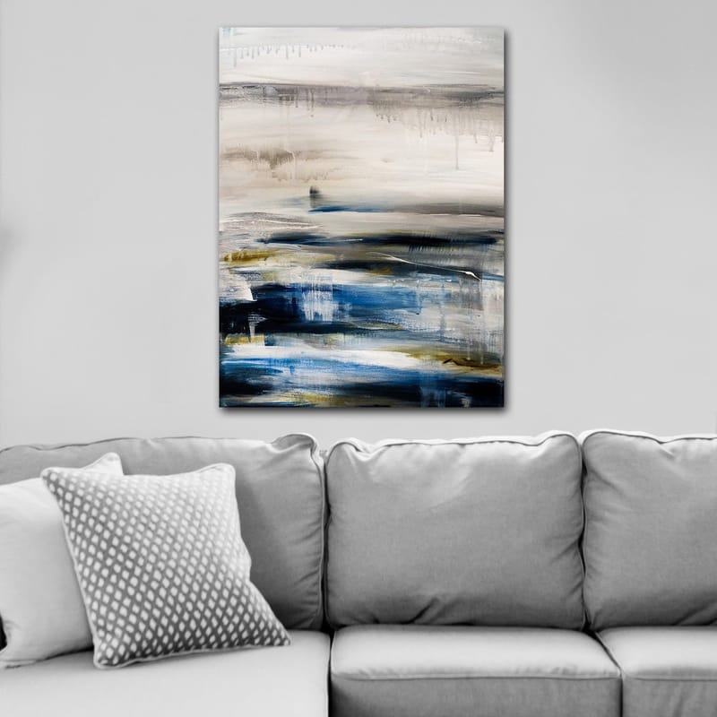 Canvas taulu 70x100 cm - Abstrakti maisema pehmeillä sinisen ja harmaan värisiirtymillä - Sininen / Harmaa / Beige - Sisustustuotteet - Taulu & taide - Canvas-taulu