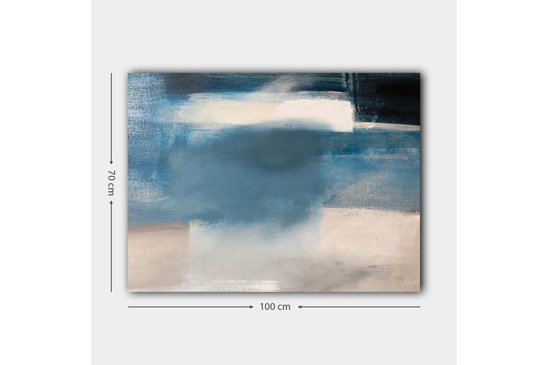 Canvas taulu 70x100 cm - Abstrakti maisema pehmeillä sinisillä sävyillä ja kirkkailla elementeillä - Tummansininen / Vaaleansininen / Valkoinen - Sisustustuotteet - Taulu & taide - Canvas-taulu
