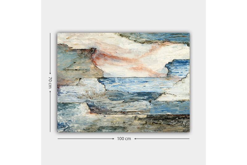 Canvas taulu 70x100 cm - Abstrakti maisema pehmeillä viivoilla ja harmonisilla värisiirtymillä, jotka kuvaavat merta ja taivasta - Sininen / Harmaa / Valkoinen - Sisustustuotteet - Taulu & taide - Canvas-taulu