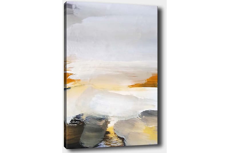 Canvas taulu 70x100 cm - Abstrakti maisema pehmeillä värisiirtymillä ja kirkkailla sävyillä - Harmaa / Valkoinen / Keltainen - Sisustustuotteet - Taulu & taide - Canvas-taulu