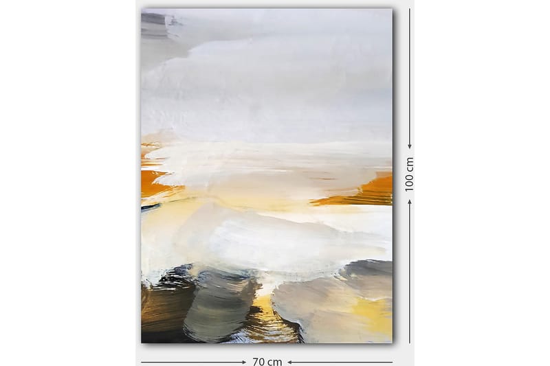 Canvas taulu 70x100 cm - Abstrakti maisema pehmeillä värisiirtymillä ja kirkkailla sävyillä - Harmaa / Valkoinen / Keltainen - Sisustustuotteet - Taulu & taide - Canvas-taulu
