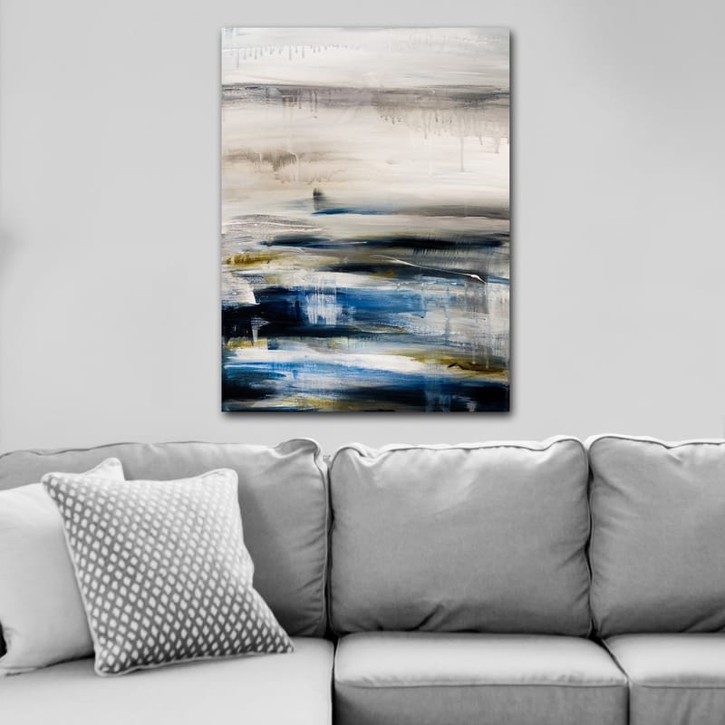 Canvas taulu 70x100 cm - Abstrakti maisema pehmeillä sinisen ja harmaan värisiirtymillä - Sininen / Harmaa / Beige - Sisustustuotteet - Taulu & taide - Canvas-taulu