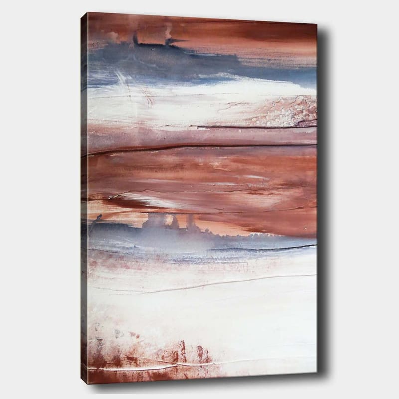 Canvas taulu 70x100 cm - Abstrakti maisema pehmeillä maanläheisillä värisiirtymillä, Kastanjanruskea / Harmaa / Valkoinen