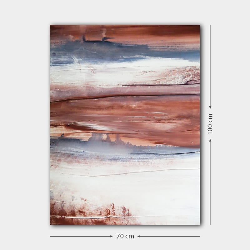 Canvas taulu 70x100 cm - Abstrakti maisema pehmeillä maanläheisillä värisiirtymillä - Kastanjanruskea / Harmaa / Valkoinen - Sisustustuotteet - Taulu & taide - Canvas-taulu