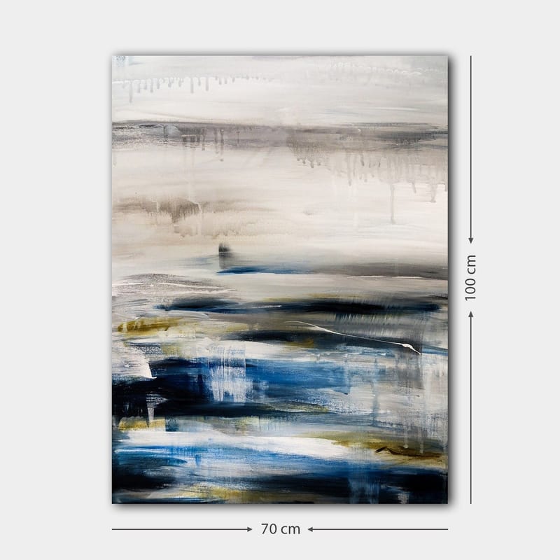 Canvas taulu 70x100 cm - Abstrakti maisema pehmeillä sinisen ja harmaan värisiirtymillä - Sininen / Harmaa / Beige - Sisustustuotteet - Taulu & taide - Canvas-taulu