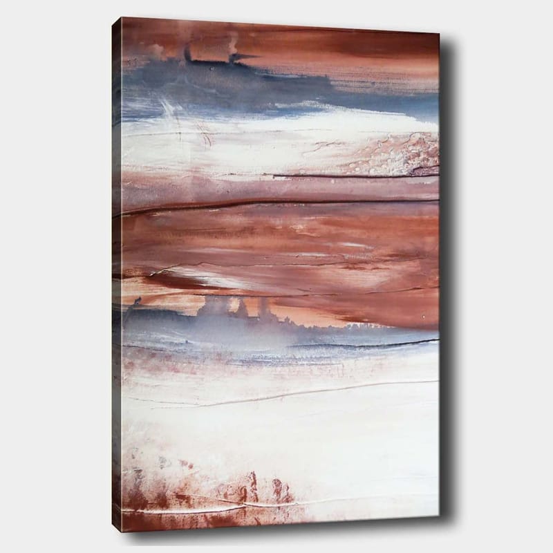 Canvas taulu 70x100 cm - Abstrakti maisema pehmeillä maanläheisillä värisiirtymillä, Kastanjanruskea / Harmaa / Valkoinen