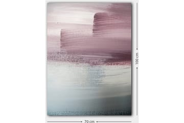 Canvas taulu 70x100 cm - Abstrakti maisema pehmeillä vaaleanpunaisen ja sinisen sävyillä - Vaaleanpunainen / Sininen / Harmaa - Sisustustuotteet - Taulu & taide - Canvas-taulu