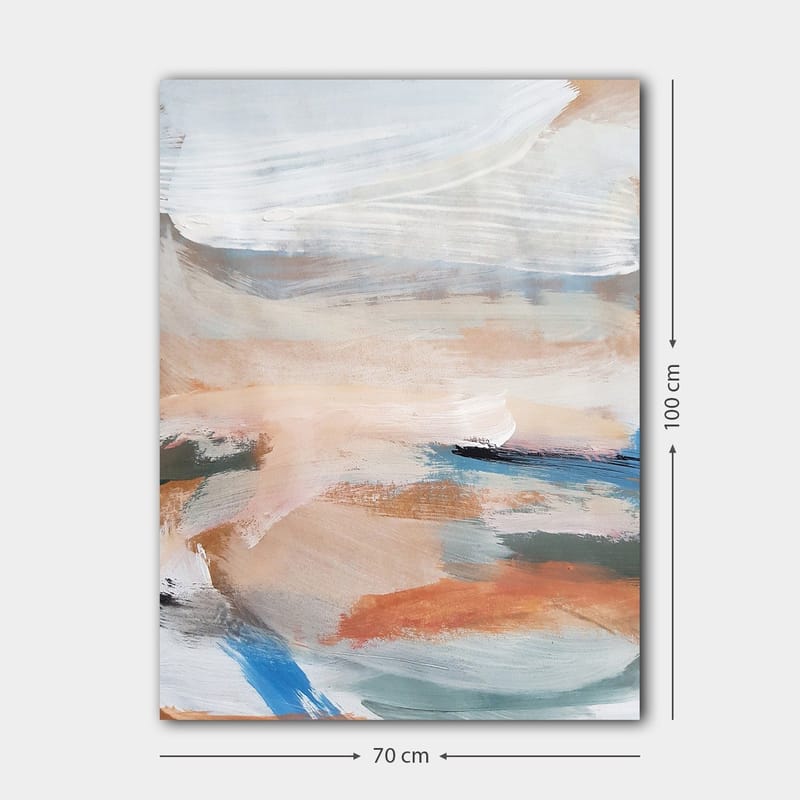 Canvas taulu 70x100 cm - Abstrakti maisema pehmeillä värisiirtymillä, jotka luovat rauhallisen tunnelman - Vaaleansininen / Terrakotta / Vihreä - Sisustustuotteet - Taulu & taide - Canvas-taulu