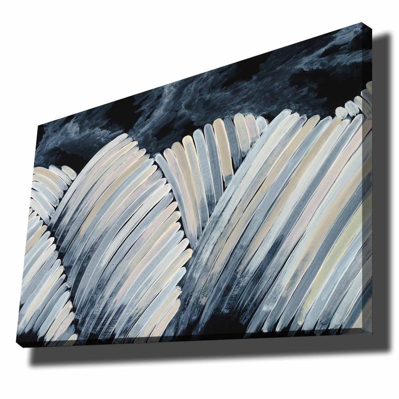 Canvas taulu 70x100 cm - Abstrakti mustavalkoinen sommitelma aaltoilevista muodoista, Musta / Valkoinen / Harmaa