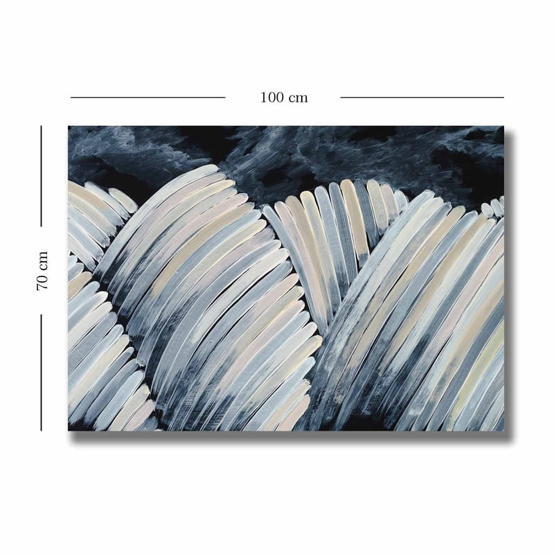 Canvas taulu 70x100 cm - Abstrakti mustavalkoinen sommitelma aaltoilevista muodoista - Musta / Valkoinen / Harmaa - Sisustustuotteet - Taulu & taide - Canvas-taulu