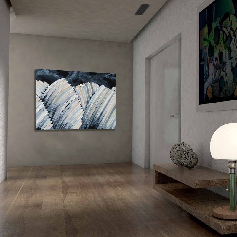 Canvas taulu 70x100 cm - Abstrakti mustavalkoinen sommitelma aaltoilevista muodoista - Musta / Valkoinen / Harmaa - Sisustustuotteet - Taulu & taide - Canvas-taulu