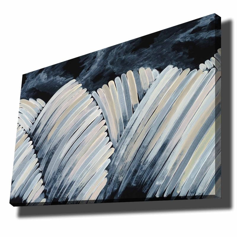 Canvas taulu 70x100 cm - Abstrakti mustavalkoinen sommitelma aaltoilevista muodoista, Musta / Valkoinen / Harmaa