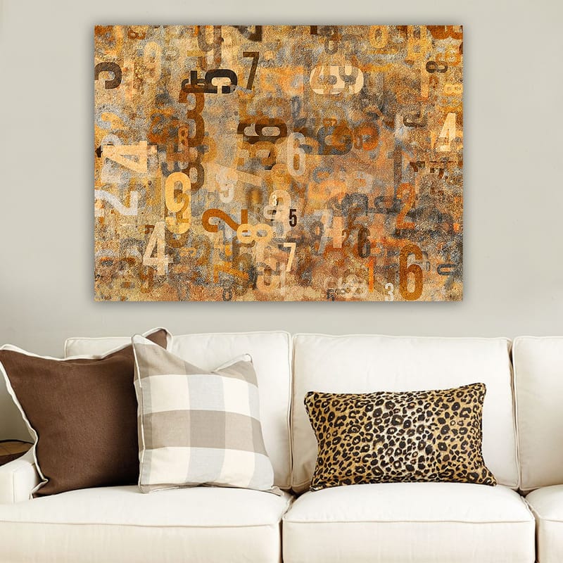 Canvas taulu 70x100 cm - Abstrakti numerokoostumus eri kokoisina ja sävyisinä - Oranssi / Beige / Ruskea - Sisustustuotteet - Taulu & taide - Canvas-taulu
