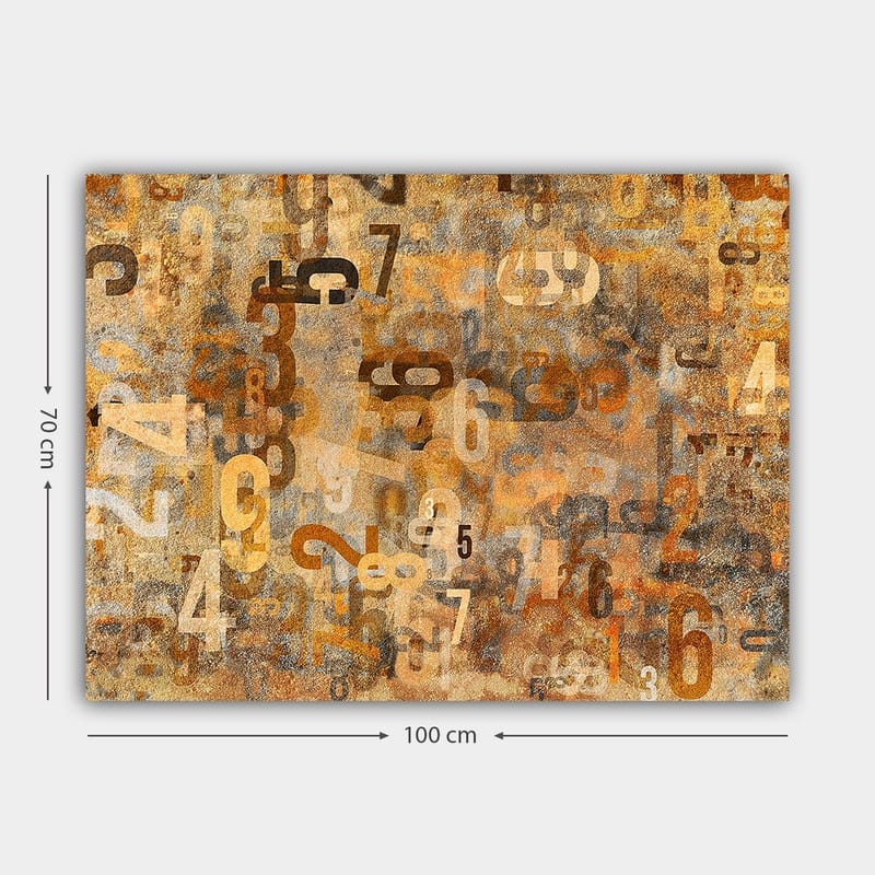 Canvas taulu 70x100 cm - Abstrakti numerokoostumus eri kokoisina ja sävyisinä - Oranssi / Beige / Ruskea - Sisustustuotteet - Taulu & taide - Canvas-taulu
