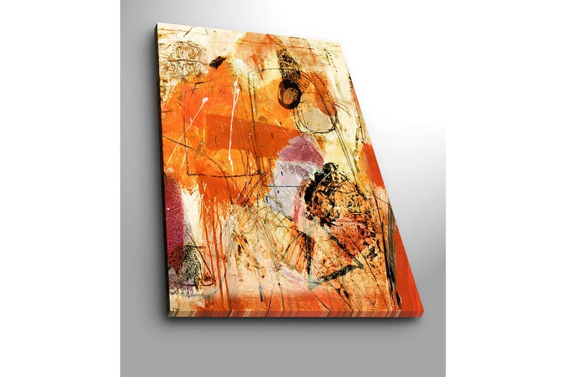 Canvas taulu 70x100 cm - Abstrakti sommitelma, jossa hallitsevat oranssin ja punaisen sävyt luovat energisen tunnelman - Oranssi / Punainen / Vaaleanbeige - Sisustustuotteet - Taulu & taide - Canvas-taulu