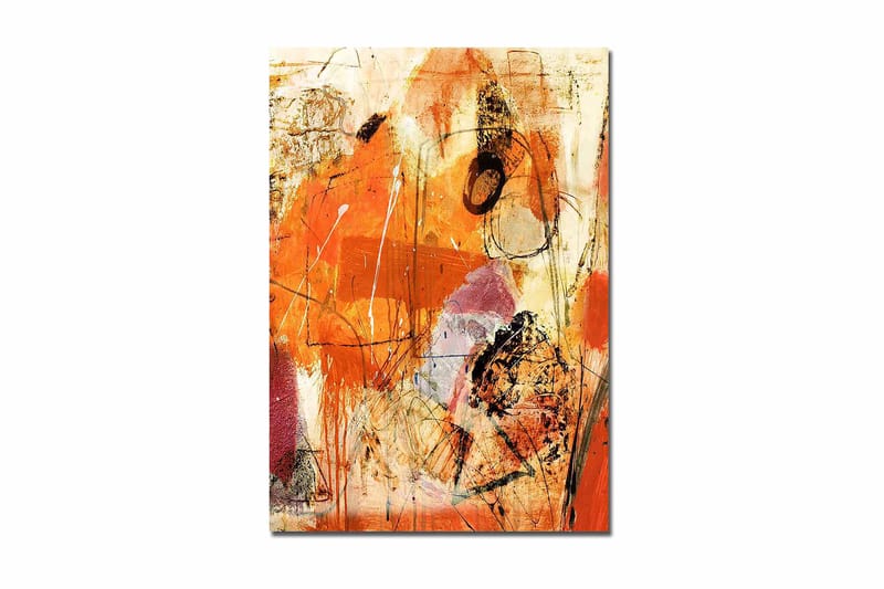 Canvas taulu 70x100 cm - Abstrakti sommitelma, jossa hallitsevat oranssin ja punaisen sävyt luovat energisen tunnelman, Oranssi / Punainen / Vaaleanbeige