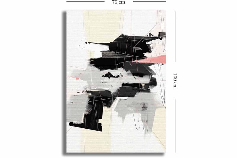 Canvas taulu 70x100 cm - Abstrakti sommitelma, jossa mustat ja harmaat muodot luovat dynaamista liikettä - Musta / Harmaa / Beige - Sisustustuotteet - Taulu & taide - Canvas-taulu