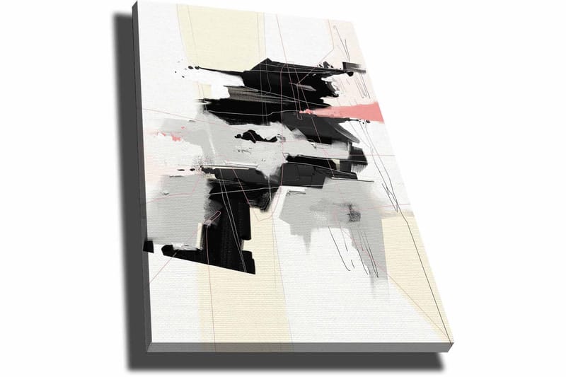 Canvas taulu 70x100 cm - Abstrakti sommitelma, jossa mustat ja harmaat muodot luovat dynaamista liikettä - Musta / Harmaa / Beige - Sisustustuotteet - Taulu & taide - Canvas-taulu