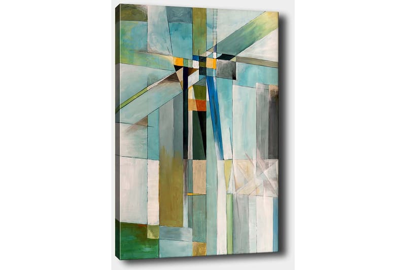 Canvas taulu 70x100 cm - Abstrakti sommitelma, jossa on geometrisia muotoja eri sinisen ja vihreän sävyissä - Sininen / Vihreä / Beige - Sisustustuotteet - Taulu & taide - Canvas-taulu