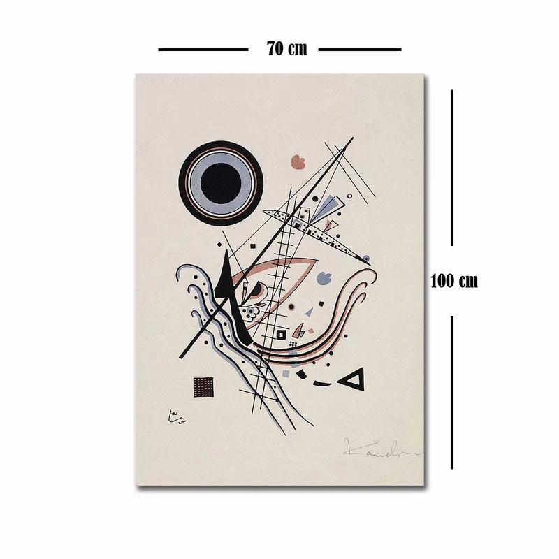 Canvas taulu 70x100 cm - Abstrakti sommitelma, jossa ympyröitä ja viivoja on harmonisessa tasapainossa - Musta / Punainen / Sininen - Sisustustuotteet - Taulu & taide - Canvas-taulu