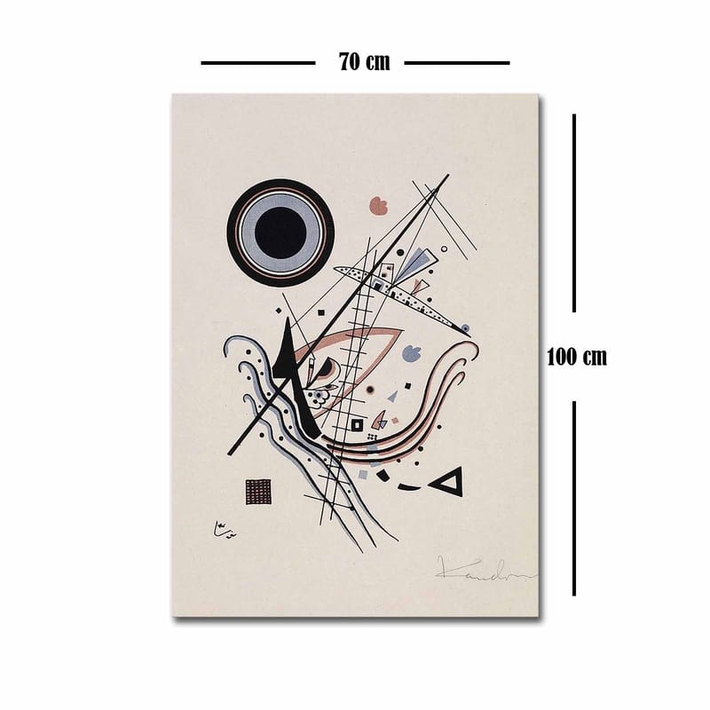 Canvas taulu 70x100 cm - Abstrakti sommitelma, jossa ympyröitä ja viivoja on harmonisessa tasapainossa - Musta / Punainen / Sininen - Sisustustuotteet - Taulu & taide - Canvas-taulu