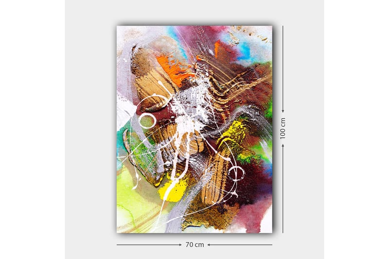 Canvas taulu 70x100 cm - Abstrakti sommitelma dynaamisilla muodoilla ja väreillä, jotka luovat liikkeen tunteen - Kulta / Vihreä / Punainen - Sisustustuotteet - Taulu & taide - Canvas-taulu