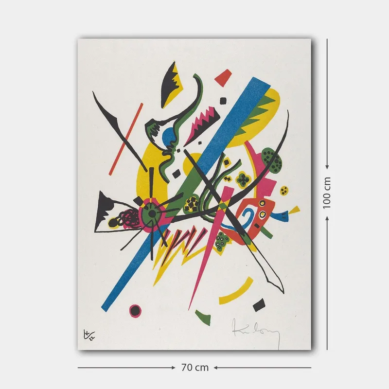 Canvas taulu 70x100 cm - Abstrakti sommitelma dynaamisilla viivoilla ja muodoilla, jotka luovat liikkeen tunteen - Vihreä / Sininen / Keltainen - Sisustustuotteet - Taulu & taide - Canvas-taulu