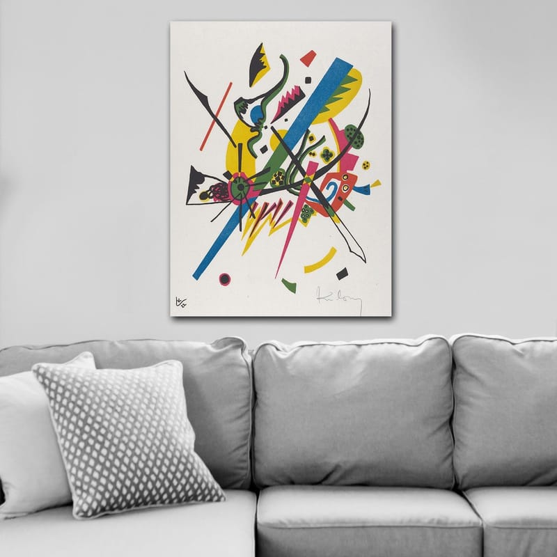 Canvas taulu 70x100 cm - Abstrakti sommitelma dynaamisilla viivoilla ja muodoilla, jotka luovat liikkeen tunteen - Vihreä / Sininen / Keltainen - Sisustustuotteet - Taulu & taide - Canvas-taulu