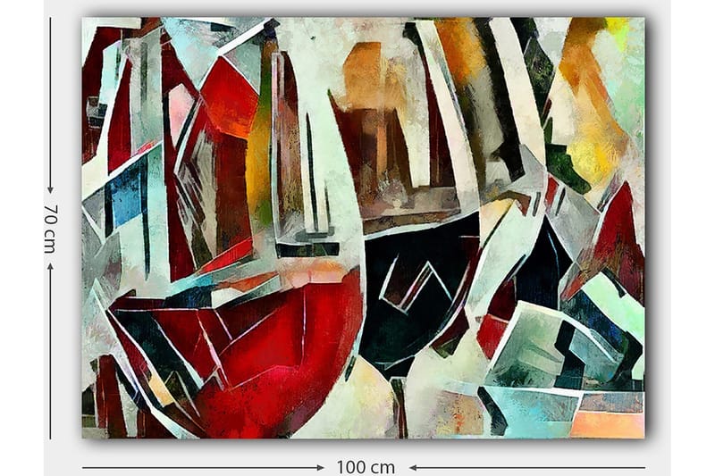 Canvas taulu 70x100 cm - Abstrakti sommitelma eri muotoisista ja värisistä viinilaseista - Punainen / Musta / Sininen - Sisustustuotteet - Taulu & taide - Canvas-taulu