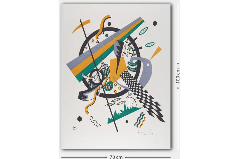 Canvas taulu 70x100 cm - Abstrakti sommitelma geometrisilla muodoilla ja dynaamisilla viivoilla - Vihreä / Keltainen / Musta - Sisustustuotteet - Taulu & taide - Canvas-taulu