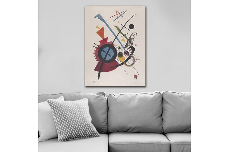 Canvas taulu 70x100 cm - Abstrakti sommitelma geometrisilla muodoilla ja dynaamisilla viivoilla - Punainen / Sininen / Musta - Sisustustuotteet - Taulu & taide - Canvas-taulu