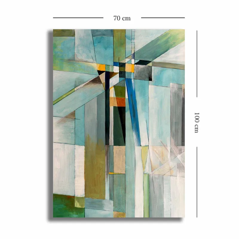 Canvas taulu 70x100 cm - Abstrakti sommitelma geometrisilla muodoilla ja harmonisella väripaletilla - Sininen / Vihreä / Beige - Sisustustuotteet - Taulu & taide - Canvas-taulu