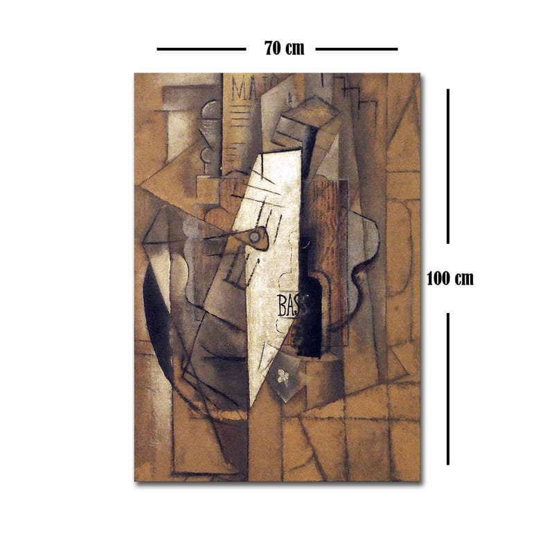 Canvas taulu 70x100 cm - Abstrakti sommitelma geometrisilla muodoilla ja keskellä olevalla valkoisella hahmolla - Ruskea / Valkoinen / Musta - Sisustustuotteet - Taulu & taide - Canvas-taulu