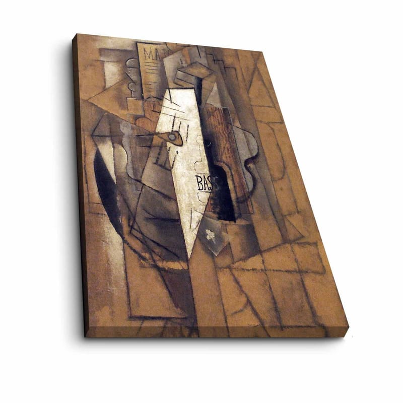 Canvas taulu 70x100 cm - Abstrakti sommitelma geometrisilla muodoilla ja keskellä olevalla valkoisella hahmolla - Ruskea / Valkoinen / Musta - Sisustustuotteet - Taulu & taide - Canvas-taulu