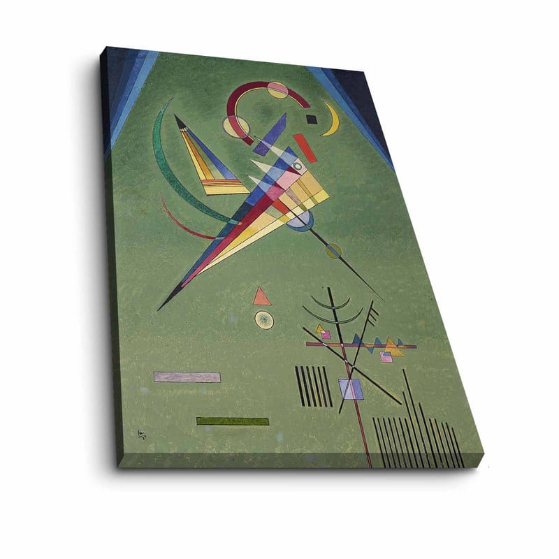 Canvas taulu 70x100 cm - Abstrakti sommitelma geometrisilla muodoilla ja värikkäillä viivoilla - Vihreä / Sininen / Punainen - Sisustustuotteet - Taulu & taide - Canvas-taulu