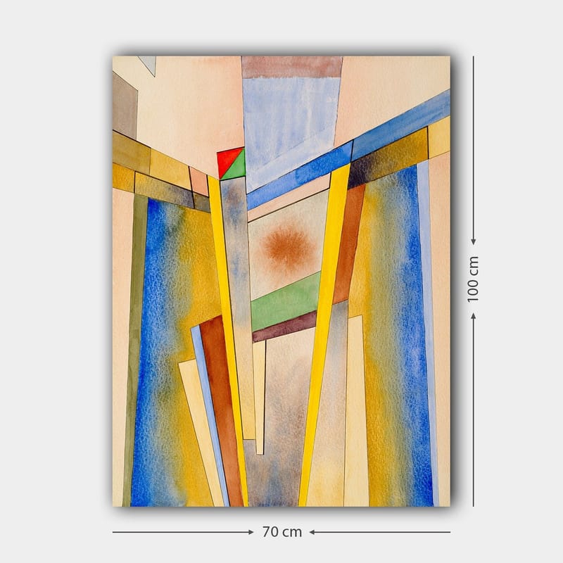 Canvas taulu 70x100 cm - Abstrakti sommitelma geometrisilla muodoilla ja vahvoilla väreillä - Keltainen / Sininen / Punainen - Sisustustuotteet - Taulu & taide - Canvas-taulu