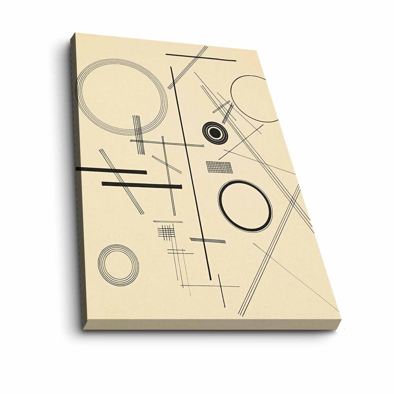 Canvas taulu 70x100 cm - Abstrakti sommitelma geometrisilla muodoilla ja viivoilla - Beige / Musta - Sisustustuotteet - Taulu & taide - Canvas-taulu