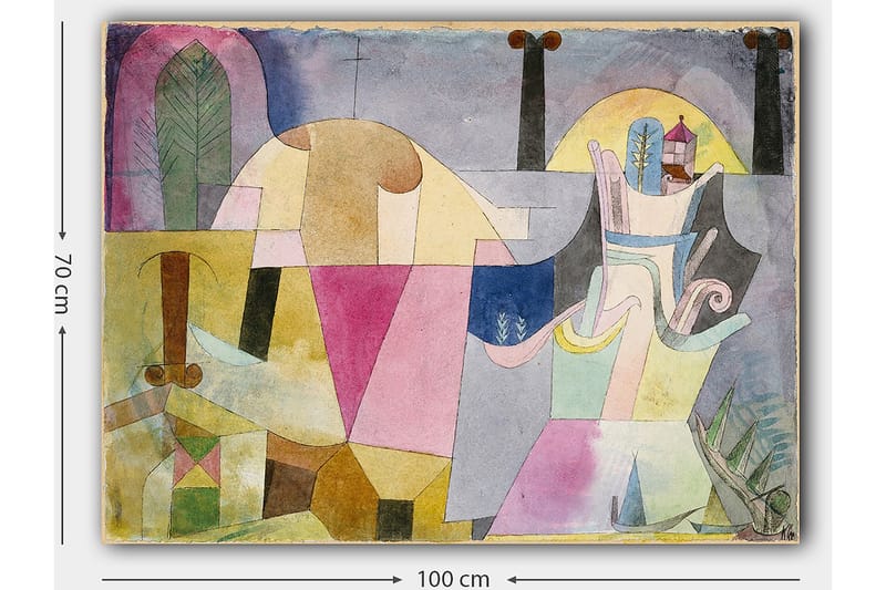 Canvas taulu 70x100 cm - Abstrakti sommitelma geometrisilla muodoilla ja pehmeillä väreillä, jotka luovat unenomaisen tunnelman - Vaaleanpunainen / Keltainen / Vihreä - Sisustustuotteet - Taulu & taide - Canvas-taulu