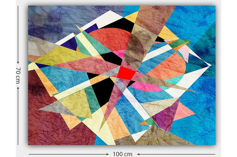 Canvas taulu 70x100 cm - Abstrakti sommitelma geometrisilla muodoilla kirkkaissa väreissä - Sininen / Punainen / Musta - Sisustustuotteet - Taulu & taide - Canvas-taulu