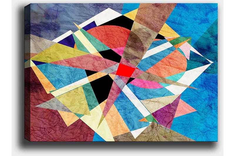 Canvas taulu 70x100 cm - Abstrakti sommitelma geometrisilla muodoilla kirkkaissa väreissä - Sininen / Punainen / Musta - Sisustustuotteet - Taulu & taide - Canvas-taulu