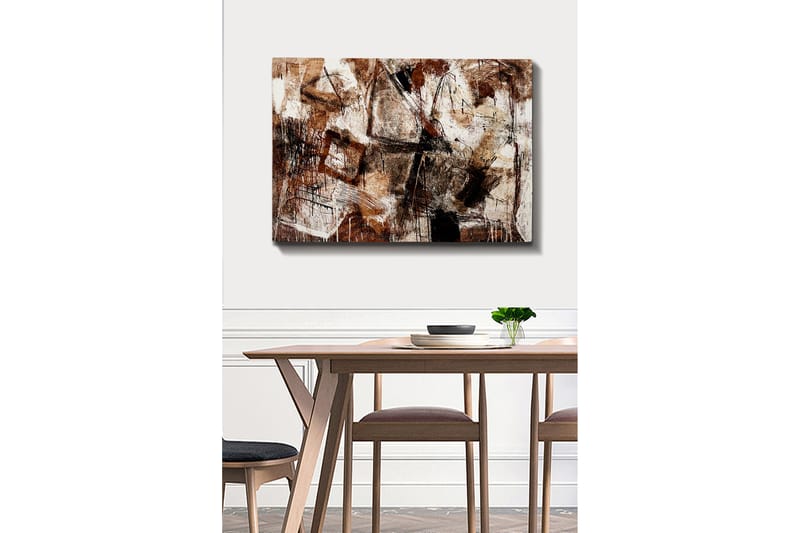 Canvas taulu 70x100 cm - Abstrakti sommitelma geometristen muotojen ja viivojen elementeillä - Tummanruskea / Beige / Valkoinen - Sisustustuotteet - Taulu & taide - Canvas-taulu