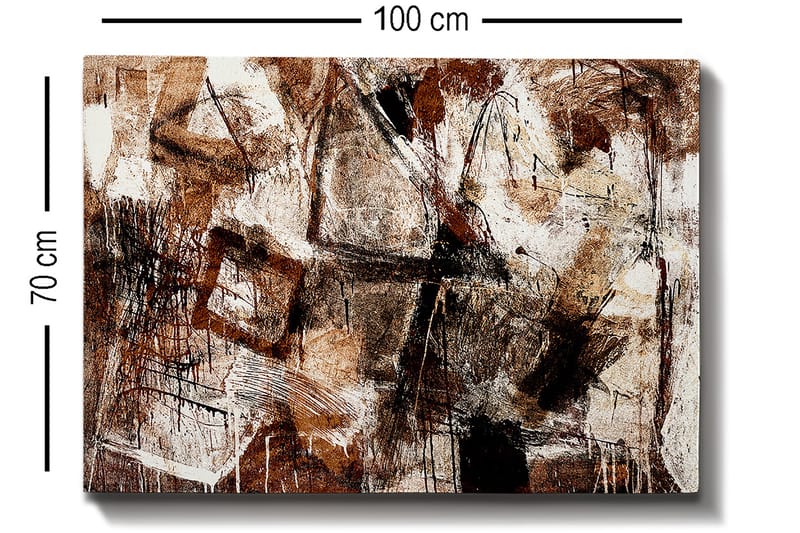 Canvas taulu 70x100 cm - Abstrakti sommitelma geometristen muotojen ja viivojen elementeillä - Tummanruskea / Beige / Valkoinen - Sisustustuotteet - Taulu & taide - Canvas-taulu