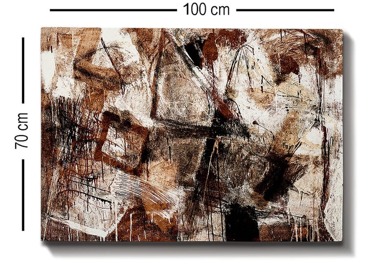Canvas taulu 70x100 cm - Abstrakti sommitelma geometristen muotojen ja viivojen elementeillä - Tummanruskea / Beige / Valkoinen - Sisustustuotteet - Taulu & taide - Canvas-taulu