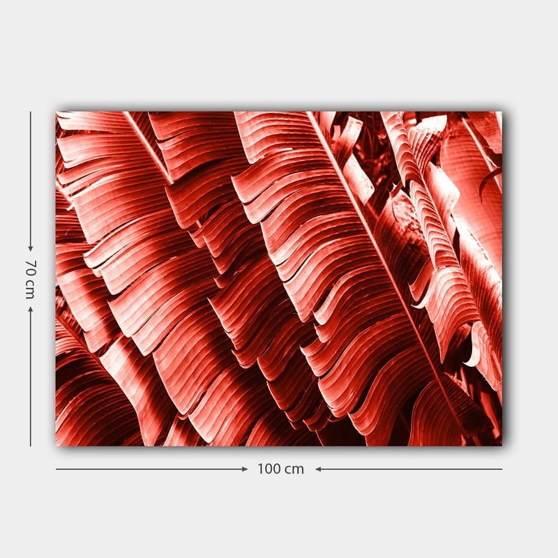 Canvas taulu 70x100 cm - Abstrakti sommitelma kasvinlehdistä syvän punaisissa sävyissä - Punainen / Tummanpunainen - Sisustustuotteet - Taulu & taide - Canvas-taulu