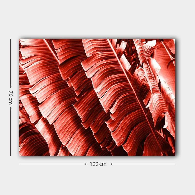 Canvas taulu 70x100 cm - Abstrakti sommitelma kasvinlehdistä syvän punaisissa sävyissä - Punainen / Tummanpunainen - Sisustustuotteet - Taulu & taide - Canvas-taulu