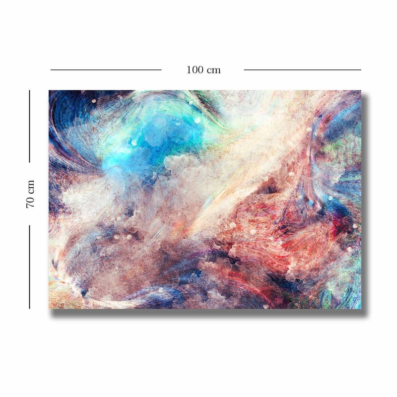 Canvas taulu 70x100 cm - Abstrakti sommitelma kelluvilla väreillä, jotka luovat liikkeen ja syvyyden tunteen - Sininen / Punainen / Beige - Sisustustuotteet - Taulu & taide - Canvas-taulu