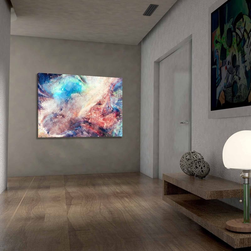 Canvas taulu 70x100 cm - Abstrakti sommitelma kelluvilla väreillä, jotka luovat liikkeen ja syvyyden tunteen - Sininen / Punainen / Beige - Sisustustuotteet - Taulu & taide - Canvas-taulu