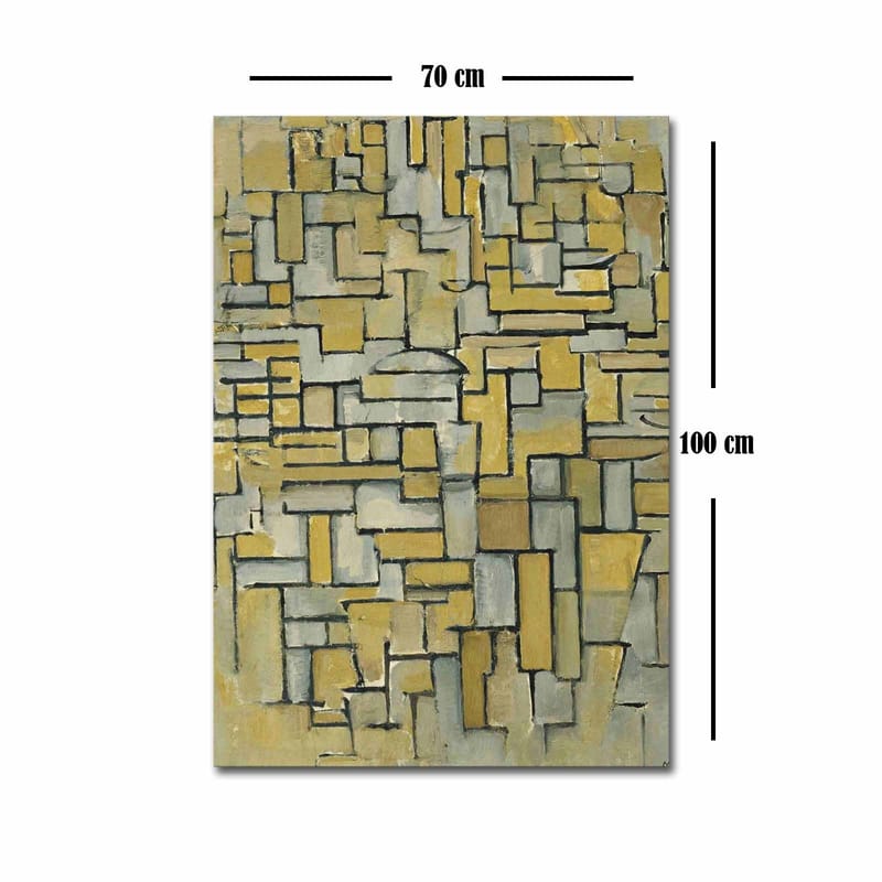 Canvas taulu 70x100 cm - Abstrakti sommitelma keltaisilla ja harmailla geometrisilla muodoilla - Keltainen / Harmaa - Sisustustuotteet - Taulu & taide - Canvas-taulu