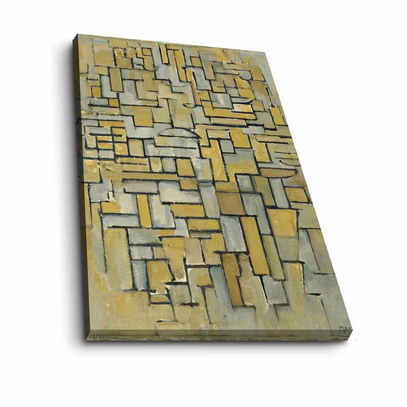 Canvas taulu 70x100 cm - Abstrakti sommitelma keltaisilla ja harmailla geometrisilla muodoilla - Keltainen / Harmaa - Sisustustuotteet - Taulu & taide - Canvas-taulu